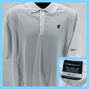 NWT Nike Golf Polo Shirt White Dri-Fit Embroidered Moose Logo Men's XXL
